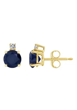 Best deal 😉 14K Gold 5mm Round Sapphire Diamond Accent Earrings by Belk & Co. 🔥 -DealsBelk & Co. Store Belk 34882