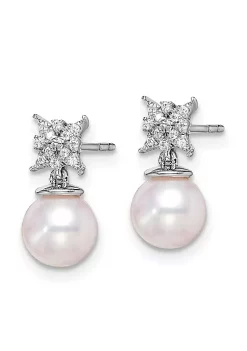 Cheapest 🛒 0.072 ct. t.w. Diamond and Freshwater Cultured Pearl Post Earrings in 14K White Gold by Belk & Co. 💯 -DealsBelk & Co. Store Belk 34884