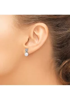 Cheapest 🛒 0.072 ct. t.w. Diamond and Freshwater Cultured Pearl Post Earrings in 14K White Gold by Belk & Co. 💯 -DealsBelk & Co. Store Belk 34885