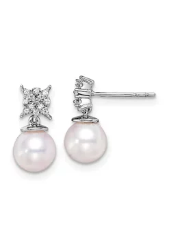 Cheapest 🛒 0.072 ct. t.w. Diamond and Freshwater Cultured Pearl Post Earrings in 14K White Gold by Belk & Co. 💯 -DealsBelk & Co. Store Belk 34886