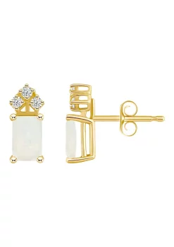 Outlet ✔️ 14K Gold 6x4 Emerald Cut Opal 1/8 Cttw Diamond Earrings by Belk & Co. 🔔 -DealsBelk & Co. Store Belk 34897