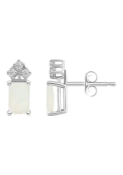 Outlet ✔️ 14K Gold 6x4 Emerald Cut Opal 1/8 Cttw Diamond Earrings by Belk & Co. 🔔 -DealsBelk & Co. Store Belk 34898