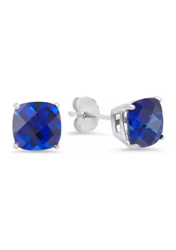 Discount 🌟 5 ct. t.w. Lab Created Sapphire Cushion-Cut Stud Earrings in Sterling Silver by Belk & Co. 🥰