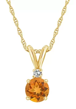 Flash Sale ✨ 14K Gold 5mm Round Citrine Diamond Accent Pendant by Belk & Co. 🔔 -DealsBelk & Co. Store Belk 34919
