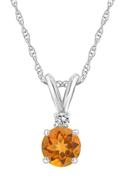 Flash Sale ✨ 14K Gold 5mm Round Citrine Diamond Accent Pendant by Belk & Co. 🔔 -DealsBelk & Co. Store Belk 34920