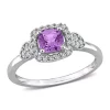 Budget 🔔 5/8 CT TGW Amethyst and 1/10 CT TW Diamond Halo Ring in Sterling Silver by Belk & Co. 💯