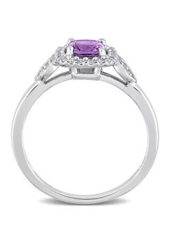 Budget 🔔 5/8 CT TGW Amethyst and 1/10 CT TW Diamond Halo Ring in Sterling Silver by Belk & Co. 💯 -DealsBelk & Co. Store Belk 34925