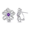 Deals 🔥 1.64 ct. t.g.w. African Amethyst and White Topaz Floral Clip-Back Earrings in Sterling Silver by Belk & Co. 🔥