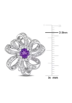 Deals 🔥 1.64 ct. t.g.w. African Amethyst and White Topaz Floral Clip-Back Earrings in Sterling Silver by Belk & Co. 🔥 -DealsBelk & Co. Store Belk 34938