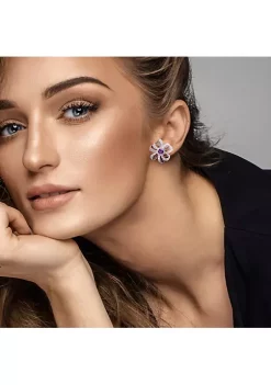 Deals 🔥 1.64 ct. t.g.w. African Amethyst and White Topaz Floral Clip-Back Earrings in Sterling Silver by Belk & Co. 🔥 -DealsBelk & Co. Store Belk 34940