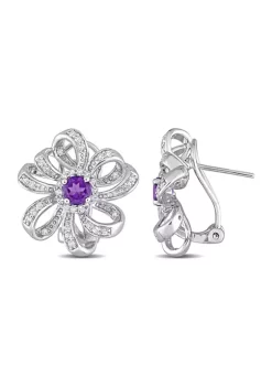 Deals 🔥 1.64 ct. t.g.w. African Amethyst and White Topaz Floral Clip-Back Earrings in Sterling Silver by Belk & Co. 🔥 -DealsBelk & Co. Store Belk 34941