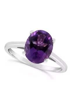 Flash Sale ⌛ Sterling Silver 10x8mm Oval Amethyst Solitaire Ring by Belk & Co. 🤩
