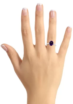 Flash Sale ⌛ Sterling Silver 10x8mm Oval Amethyst Solitaire Ring by Belk & Co. 🤩 -DealsBelk & Co. Store Belk 34958
