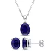 Best deal ⌛ Lab Created 2-Piece Set of 8.85 ct. t.g.w. Created Blue Sapphire Earrings and Pendant with Chain in Sterling Silver by Belk & Co. 👍