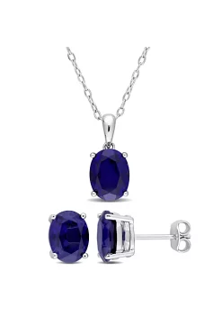 Best deal โ Lab Created 2-Piece Set of 8.85 ct. t.g.w. Created Blue Sapphire Earrings and Pendant with Chain in Sterling Silver by Belk & Co. ๐