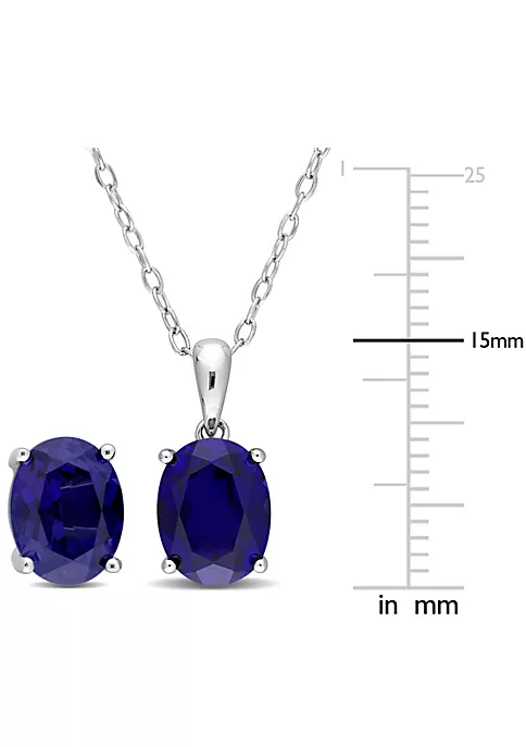 Best deal โ Lab Created 2-Piece Set of 8.85 ct. t.g.w. Created Blue Sapphire Earrings and Pendant with Chain in Sterling Silver by Belk & Co. ๐ 3 Best deal โ Lab Created 2-Piece Set of 8.85 ct. t.g.w. Created Blue Sapphire Earrings and Pendant with Chain in Sterling Silver by Belk & Co. ๐ - Image 3