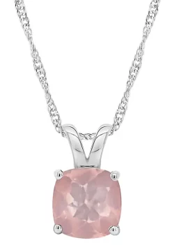 New ๐ Sterling Silver 8mm Cushion Rose Quartz Pendant Necklace by Belk & Co. ๐
