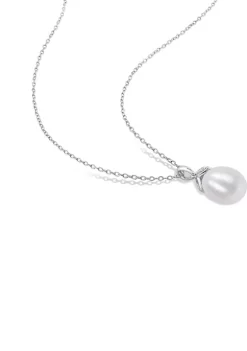Discount 🥰 Lab Created 8.5-9mm Freshwater Cultured Pearl and Created White Sapphire Drop Pendant with Chain in Sterling Silver by Belk & Co. ❤️ -DealsBelk & Co. Store Belk 34982