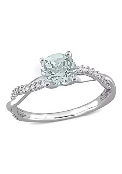 Promo ๐ 1 ct. t.g.w. Aquamarine and 1/6 ct. t.w. Diamond Solitaire Ring in 14K White Gold by Belk & Co. ๐