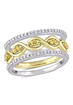 Best deal 💯 1/4 CT TW Diamond and Yellow Sapphire 3-Piece Infinity Ring Set in 2-Tone 14k White and Yellow Gold by Belk & Co. ❤️