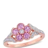 Best deal ⌛ 3/4 ct. t.w. Pink Sapphire and 1/6 ct. t.w. Diamond Floral Engagement Ring in 10k Rose Gold by Belk & Co. 🔥