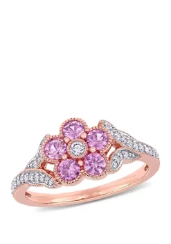 Best deal ⌛ 3/4 ct. t.w. Pink Sapphire and 1/6 ct. t.w. Diamond Floral Engagement Ring in 10k Rose Gold by Belk & Co. 🔥 -DealsBelk & Co. Store Belk 35044