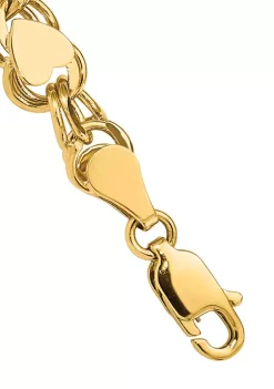 Hot Sale 💯 14K Yellow Gold Double Link with Hearts Charm 7 Inch Bracelet by Belk & Co. ⭐ -DealsBelk & Co. Store Belk 35047
