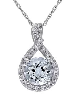 Hot Sale 💯 1 1/7 ct. t.w. Aquamarine and 1/5 ct. t.w. Diamond Teardrop Pendant with Chain by Belk & Co. 🔔 -DealsBelk & Co. Store Belk 35056