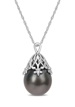 Brand new ๐งจ 9-10MM Tahitian Cultured Drop Pearl Necklace in 14k White Gold by Belk & Co. ๐ฏ