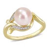 Cheapest 🎉 8.5-9mm Cultured Freshwater Pearl and Diamond Accent Ring in 10k Yellow Gold by Belk & Co. 🎁
