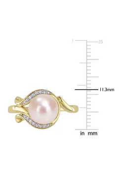 Cheapest 🎉 8.5-9mm Cultured Freshwater Pearl and Diamond Accent Ring in 10k Yellow Gold by Belk & Co. 🎁 -DealsBelk & Co. Store Belk 35074