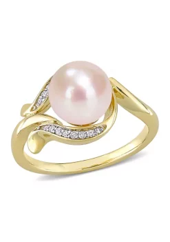 Cheapest 🎉 8.5-9mm Cultured Freshwater Pearl and Diamond Accent Ring in 10k Yellow Gold by Belk & Co. 🎁 -DealsBelk & Co. Store Belk 35076
