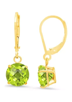 Best Sale ⭐ 10K Yellow Gold Round Checkerboard Cut Peridot Leverback Earrings by Belk & Co. 🧨 -DealsBelk & Co. Store Belk 35082