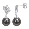 Best Sale 🌟 8-8.5mm Black Tahitian Cultured Pearl and Diamond Accent Drop Earrings in 10k White Gold by Belk & Co. ⭐