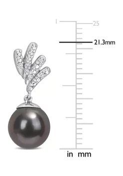 Best Sale 🌟 8-8.5mm Black Tahitian Cultured Pearl and Diamond Accent Drop Earrings in 10k White Gold by Belk & Co. ⭐ -DealsBelk & Co. Store Belk 35089