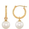 Brand new 💯 Freshwater Pearl Hoop Earrings in 10K Yellow Gold by Belk & Co. 😍