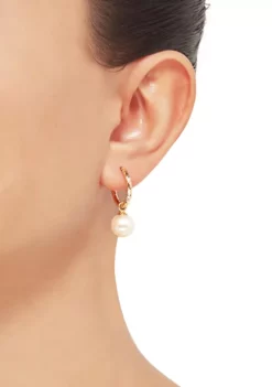 Brand new 💯 Freshwater Pearl Hoop Earrings in 10K Yellow Gold by Belk & Co. 😍 -DealsBelk & Co. Store Belk 3511