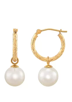 Brand new 💯 Freshwater Pearl Hoop Earrings in 10K Yellow Gold by Belk & Co. 😍 -DealsBelk & Co. Store Belk 3512