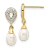 Best deal 🥰 0.01 ct. t.w. Diamond and 7x5mm White Teardrop Freshwater Cultured Pearl Dangle Earrings in 14K Yellow Gold by Belk & Co. ✨