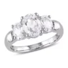 Budget ❤️ Lab Created 3.5 CT TGW Created White Sapphire Oval 3-Stone Ring in Sterling Silver by Belk & Co. 🛒