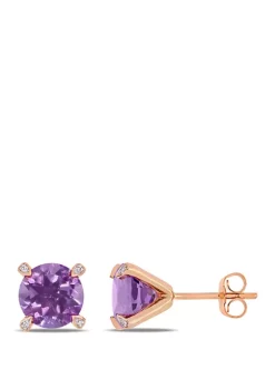 Deals 😉 3 ct. t.w. Amethyst and 1/10 ct. t.w. Diamond Accent Martini Stud Earrings in 10k Rose Gold by Belk & Co. ✔️ -DealsBelk & Co. Store Belk 35139