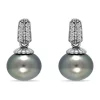Wholesale 👏 11MM Tahaitian Pearl and White Topaz Pave Drop Earrings, Sterling Silver by Belk & Co. 🎉