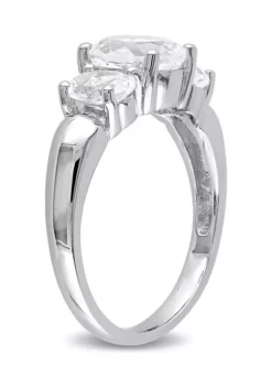 Budget ❤️ Lab Created 3.5 CT TGW Created White Sapphire Oval 3-Stone Ring in Sterling Silver by Belk & Co. 🛒 -DealsBelk & Co. Store Belk 3515