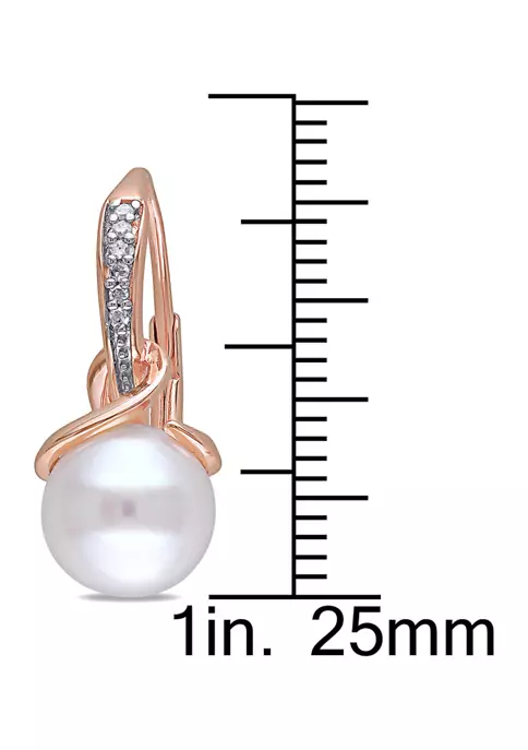 Best Sale ๐ 8 MM White Cultured Freshwater Pearl and Diamond Leverback Twist Earrings in Rose Plated Sterling Silver by Belk & Co. ๐ 3 Best Sale ๐ 8 MM White Cultured Freshwater Pearl and Diamond Leverback Twist Earrings in Rose Plated Sterling Silver by Belk & Co. ๐ - Image 3