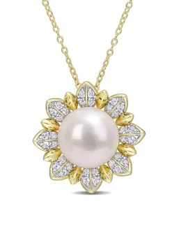Promo ๐ 8.5-9 MM Cultured Freshwater Pearl and 1 CT TGW White Topaz Floral Pendant with Chain in Yellow Plated Sterling Silver by Belk & Co. โ๏ธ 9 Promo ๐ 8.5-9 MM Cultured Freshwater Pearl and 1 CT TGW White Topaz Floral Pendant with Chain in Yellow Plated Sterling Silver by Belk & Co. โ๏ธ -DealsBelk & Co. Store Belk 35183