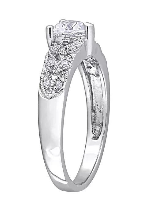 Best Pirce ๐ Lab Created 3/5 ct. t.w. Created White Sapphire and Diamond-Accent Heart Vintage Ring in Sterling Silver by Belk & Co. โค๏ธ 2 Best Pirce ๐ Lab Created 3/5 ct. t.w. Created White Sapphire and Diamond-Accent Heart Vintage Ring in Sterling Silver by Belk & Co. โค๏ธ - Image 2