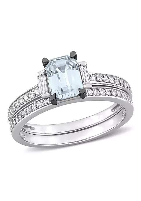 Budget โค๏ธ 4/5 ct. t.g.w. Light Blue Sapphire and 3/8 ct. t.w. Diamond Bridal Set Ring in 14K White Gold by Belk & Co. ๐ 1 Budget โค๏ธ 4/5 ct. t.g.w. Light Blue Sapphire and 3/8 ct. t.w. Diamond Bridal Set Ring in 14K White Gold by Belk & Co. ๐