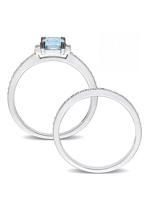 Budget โค๏ธ 4/5 ct. t.g.w. Light Blue Sapphire and 3/8 ct. t.w. Diamond Bridal Set Ring in 14K White Gold by Belk & Co. ๐ 4 Budget โค๏ธ 4/5 ct. t.g.w. Light Blue Sapphire and 3/8 ct. t.w. Diamond Bridal Set Ring in 14K White Gold by Belk & Co. ๐ - Image 4