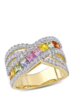 Best reviews of ⭐ 3.75 ct. t.w. Multi-Color Sapphire Crisscross Ring in 14K Yellow Gold by Belk & Co. ⭐