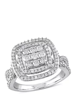 Outlet 😍 1 ct. t.w. Diamond Double Halo Engagement Ring in 10k White Gold by Belk & Co. 💯 -DealsBelk & Co. Store Belk 35236